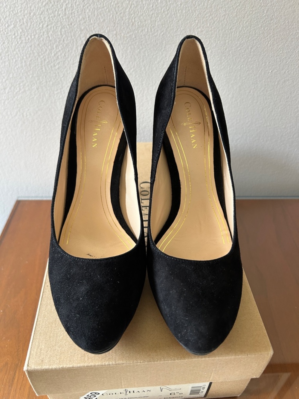 Cole Haan Black Suede Chelsea High Pump - Picture 3 of 11